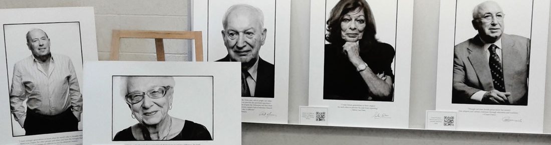 black and white photos of holocaust survivors on display for exhibit