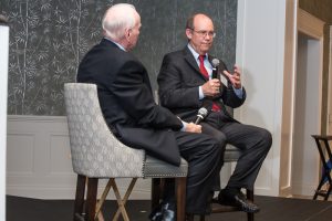 Phil Jones and David Eisenhower discussing Dwight Eisenhower’s legacy and impact